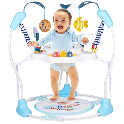 Centro de Actividad para Bebés, Saltarines y Rebotadores Infantiles con Música, Luces, Juguetes para Bebés, Asiento Giratório de 360°, 3 Alturas