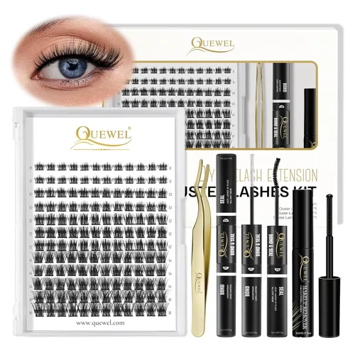 Miniatura 26 de QUEWEL Kit de extensión de pestañas DIY, racimos de pestañas 3D con 280 piezas, racimos de pestañas mixtas de 10-16 mm (30+40+50D), pinzas