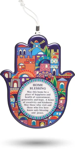 Miniatura 2 de A&S Mezuzot Hamsa - Amuleto de protección contra el mal de ojo para decoración de pared, amuleto de buena suerte para el hogar/negocios en azul