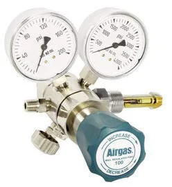 Airgas Regulador analítico CGA-580 del cilindro de dos etapas del latón 0-100 psi con la válvula de la aguja