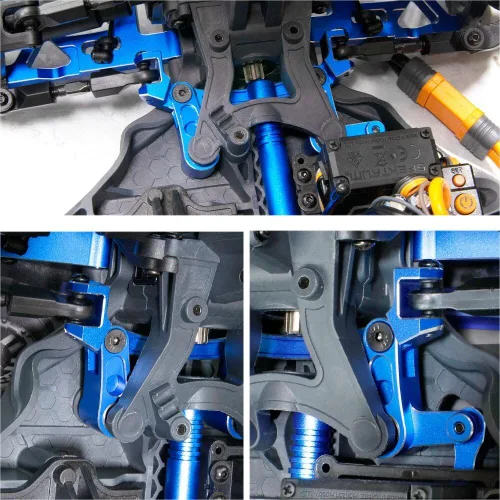 Miniatura 7 de Asamblea de dirección de aluminio Bellcrank para Arrma 1/8 Mojave 4S 4X4 BLX RC Actualizaciones de Coche Partes, Reemplazar # ARA340200 (Rojo)