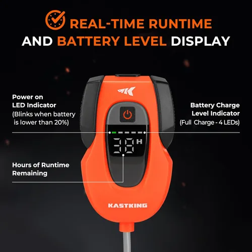 Miniatura 5 de KastKing Li3 Aireador Recargable para Cebo Vivo, Batería de Iones de Litio, Pantalla LCD de Tiempo de Ejecución, Piedra de Aireación Grande