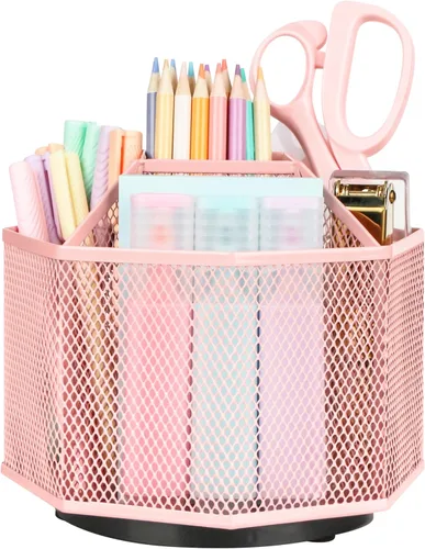 Miniatura 9 de Exerz Organizador de escritorio/malla de escritorio Tidy Candy/Soporte para bolígrafos/Organizador multifuncional giratorio 360 Blanco