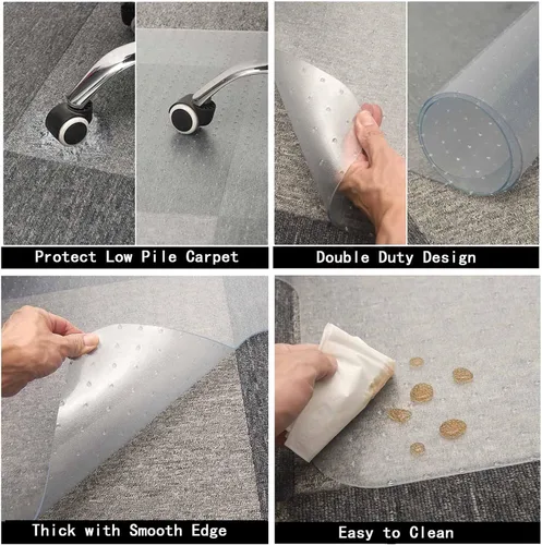 Miniatura 4 de AiBOB Tapete para silla para suelos de alfombra de pelo bajo, plano sin rizar, 36 x 48 pulgadas, tapetes alfombrados de oficina para sillas