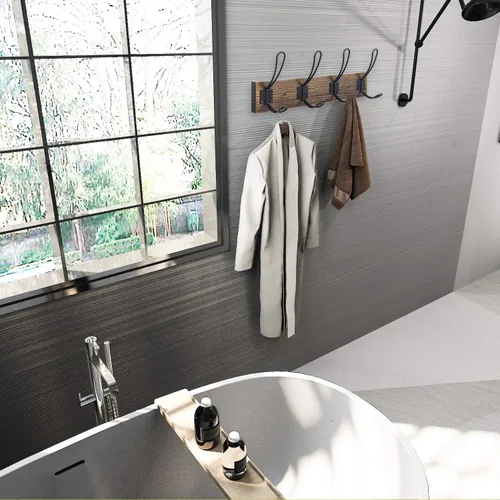 Miniatura 6 de Gancho rústico de pared con 4 ganchos estilo granja - Perchero de madera de pino maciza para toallas y abrigos para baño, entrada, cocina - Marrón