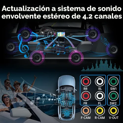 Miniatura 3 de Estéreo inalámbrico de doble DIN para automóvil mejorado con Carplay, Android Auto, Bluetooth, 4 canales RCA, alta potencia, 2 puertos de subwoofer