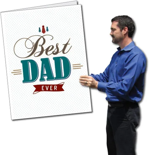 Miniatura 2 de VictoryStore Tarjetas de felicitación jumbo: tarjeta gigante del día del padre con sobre, diseño del mejor papá de la historia, 2 pies x 3 pies