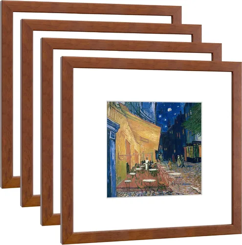 Miniatura 31 de Juego de 4 portarretratos de 4 x 6 pulgadas, hechos de madera maciza con cristal real, para fotos de 4 x 6 pulgadas sin paspartú, montaje en pared