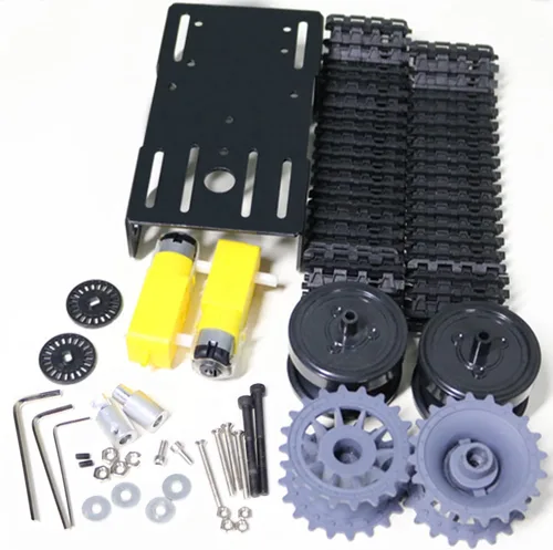 Miniatura 5 de Kit profesional de chasis de coche tanque con 2 pistas de plástico y motor TT de 2 piezas, plataforma de chasis de tanque de oruga TT02 para Arduino