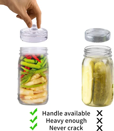 Miniatura 5 de Eleganttime Paquete de 9 Pesos de Fermentación de Vidrio con Mango de Agarre Fácil, Kit de Pesos Pesados de Fermentación para Frascos Mason de Boca