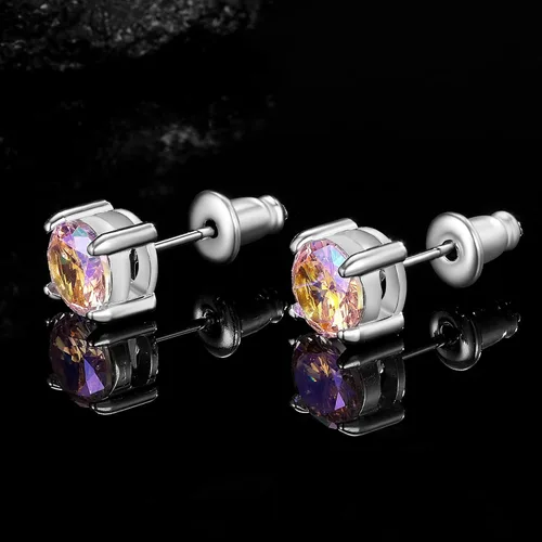 Miniatura 5 de Aretes de titanio con circonita cúbica especial de arcoíris, hipoalergénicos para orejas sensibles