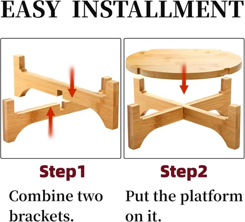 Miniatura 3 de Pumtus Paquete de 2 soportes pequeños para plantas, soporte de madera para macetas de interior, soporte desmontable de bambú para macetas