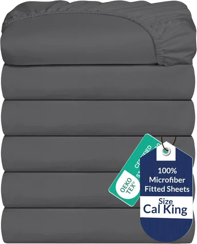 Miniatura 17 de Royale Linens Paquete de 2 sábanas bajeras, sábanas elásticas, sábana bajera tamaño Queen, suave y transpirable, microfibra cepillada de 1800, Gris