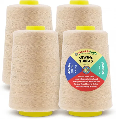 Miniatura 22 de Mandala Crafts 4 Pack of Serger Threads Cones Spools - 20S/2 24000 Yards Polyester Baby Blue Threads for Sergers Machine and Overlock Quilting