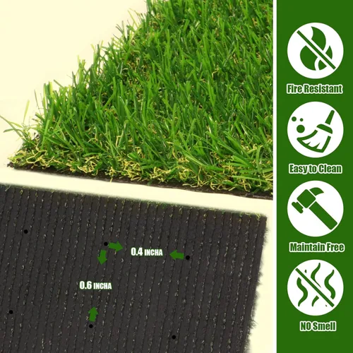Miniatura 5 de Heyroll Césped Artificial Realista, 6 pies X 10 pies Césped Artificial Sintético Falso, Alfombra de Césped Verde de 20MM para Mascotas, Perros
