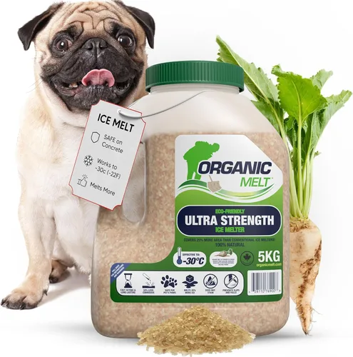 Organic Melt Premium Granular Ice Melt es un producto ecológico y seguro para deshielo de mascotas. Es un gran derretimiento de hielo seguro para 1