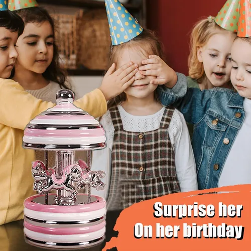 Miniatura 4 de Caja de Música de Carrusel Envuelta para Regalo, Carrusel Musical de Cerámica con Luces que Cambian de Color, Cajas de Música para Niñas, Niños