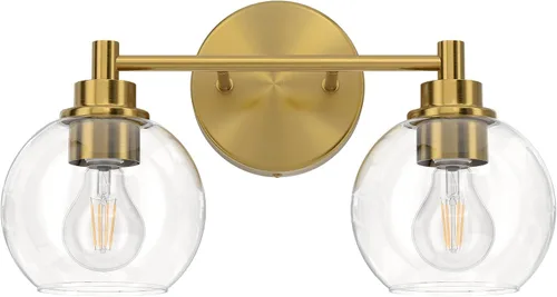 Miniatura 17 de VONLUCE Accesorios de iluminación de baño, luz de tocador de baño de 2 luces con pantallas de vidrio globo E26, luces de tocador para dormitorio