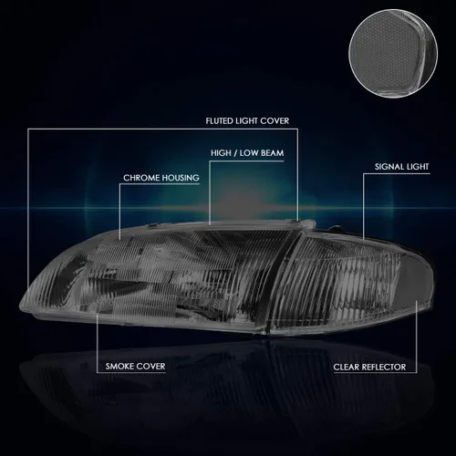Miniatura 3 de Juego de 2 faros delanteros compatibles con Mazda 626 98-99, carcasa ahumada/esquina ámbar