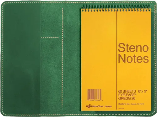 Miniatura 8 de Funda de cuero personalizada para bloc de notas Steno de 6"x9", cubierta de espiral de cuero hecha a mano, funda folio compatible con bloc de notas