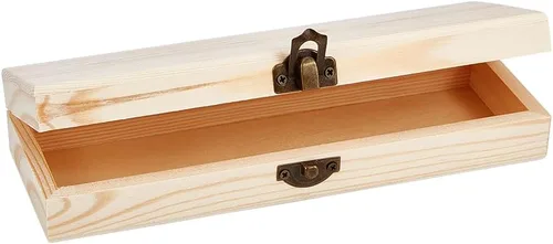 Miniatura 7 de OLYCRAFT Caja de Madera Sin Terminar - Caja de Almacenamiento Rectangular de Lápices de Bambú de 12x2.2x1.8 Pulgadas con Tapa con Bisagras y Cierre