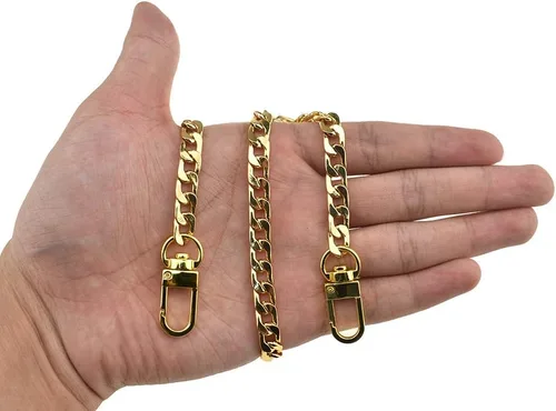 Miniatura 32 de HAHIYO Mini Pochette - Correa de cadena fina y ancha de 0.276 in para LV de 7.9 pulgadas de largo, 7.9 pulgadas de grosor, 0.102 in, oro amarillo