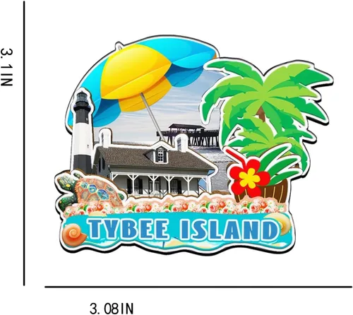 Miniatura 3 de Tybee Island Georgia USA - Imán de madera para nevera, monumentos 3D, recuerdos coleccionables, decoración hecha a mano -2659