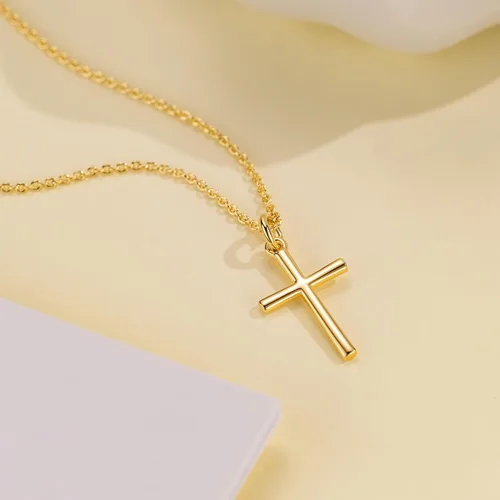 Miniatura 5 de AMELINE Collares de cruz de oro de 14 quilates para mujer, cadena de cruz de oro, colgante minimalista, collar pequeño para mujer, joyería