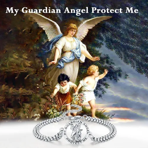 Miniatura 33 de Pulsera unisex de San Miguel/Cristóbal/Benedicto/Jude/José/Guadalupe/Ángel de la Guarda/Santa Muerte Pulsera de plata de ley 925 con cadena de doble