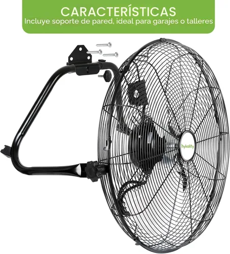 Miniatura 4 de hykolity Ventilador de piso de alta velocidad de 20 pulgadas, ventilador industrial resistente de 3 velocidades con sistema de montaje en pared