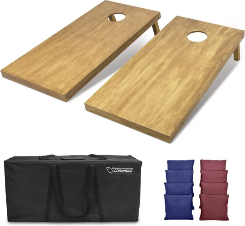 Miniatura 22 de GoSports 4 ft x 2 ft Regulation Size Wooden Cornhole Boards Set with Light Brown Finish - Includes Carrying Case and Bean Bags Negro- gris