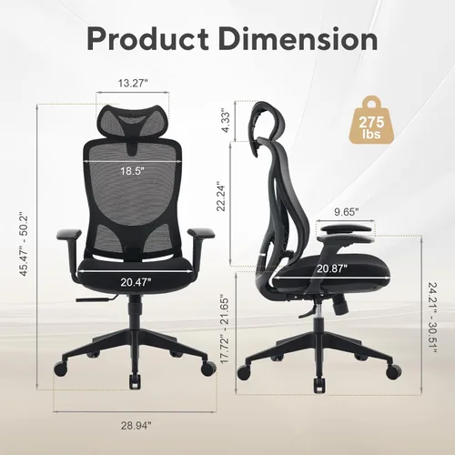 Miniatura 3 de Nouhaus Apertura - Silla ergonómica de oficina, sillas de escritorio de oficina en casa con soporte lumbar ajustable y reposacabezas, soporte Negro