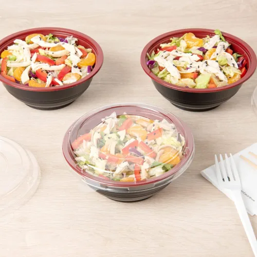Miniatura 8 de Restaurantware Tazones de plástico para alimentos de 18 onzas, 200 recipientes desechables con tapa, aptos para Mircowave, sin BPA, cuencos