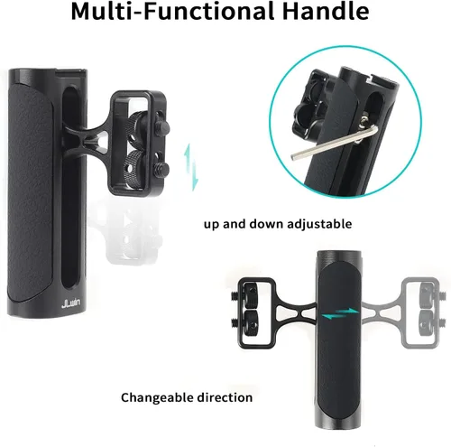 Miniatura 2 de Foto4easy - Mango lateral universal para cámara, mango lateral ajustable hacia arriba y hacia abajo para jaula de cámara DSLR, orificio de tornillo