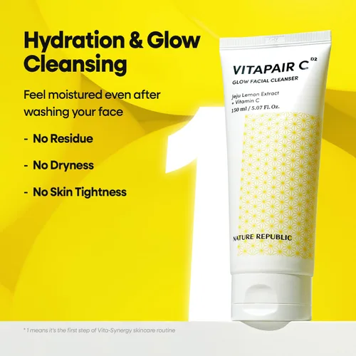 Miniatura 6 de Nature Republic Vitapair C Glow - Limpiador facial con vitamina suave, hidratante, refresca la piel, limpiador natural suave, removedor
