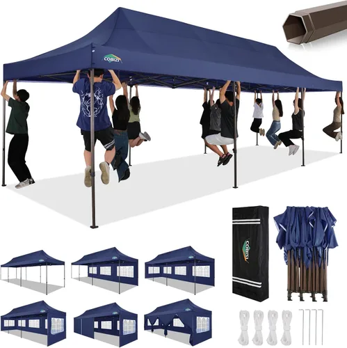 Miniatura 15 de COBIZI Tienda de campaña desplegable resistente de 10 x 10 con 4 paredes laterales extraíbles, toldo desplegable Ez con bolsa portátil, carpa