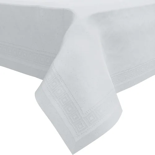 Miniatura 2 de HOUZZKINGZ USA Manteles de papel para mesas rectangulares 54" X 108" – Paquete de 12 Mantel desechable de papel blanco Manteles de mesa