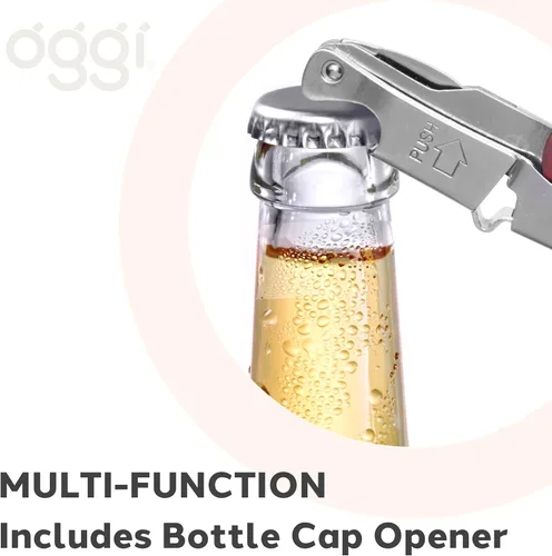 Miniatura 6 de OGGI Abridor de vino – Sacacorchos para camareros con mango de madera – Palanca de doble bisagra Manual Abridor de botellas de vino para camareros