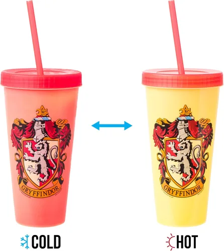 Miniatura 6 de Silver Buffalo Harry Potter House Crests - Vasos de plástico que cambian de color, 24 onzas Escudos de la casa de Harry Potter