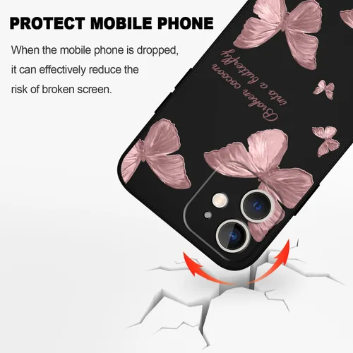Miniatura 5 de LEECG Funda para iPhone 12 Mini, diseño creativo con estampado floral, funda antiarañazos de microfibra suave, funda de silicona líquida para Negro