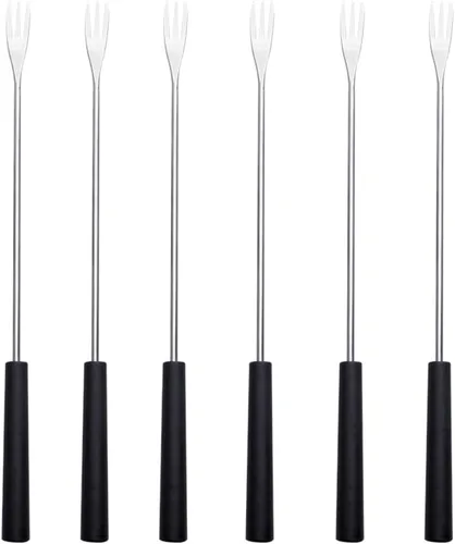 6 tenedores para fondue de acero inoxidable con asas de polipropileno para queso, chocolate y frutas, tenedores de cocina para cocinar y entretener