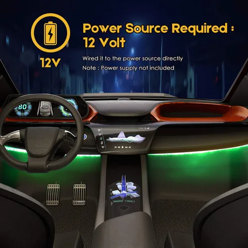 Miniatura 5 de Tira de luz LED verde de 24 pulgadas para automóvil, 12 V, para automóvil, motocicleta, camión, barco marino, en el interior, paquete de 4