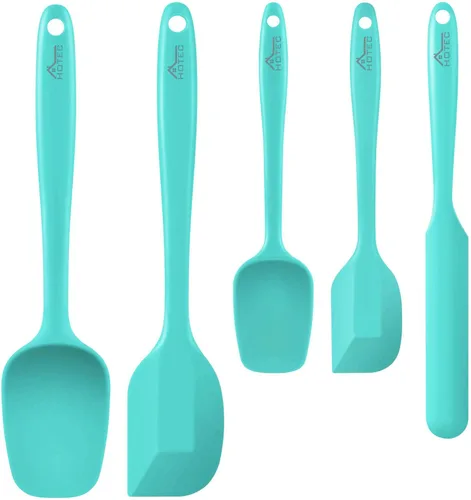 HOTEC Juego de 5 espátulas de goma de silicona resistentes al calor de 600 ℉, sin BPA, para cocina, hornear, mezclar para utensilios de cocina