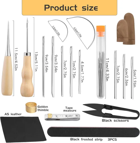 Miniatura 2 de LUNARM Caballo de Cosido de Cuero - Abrazadera de Caballo de Cuero para Mesa de Escritorio con Agujas de Coser de Ojo Grande, Hilo Encerado, Set B
