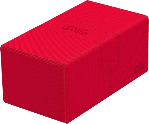 Ultimate Guard Twin Flip'n'Tray 200+, estuche para mazo para 200 tarjetas TCG de doble manga + bandeja de dados, color rojo, cierre magnético