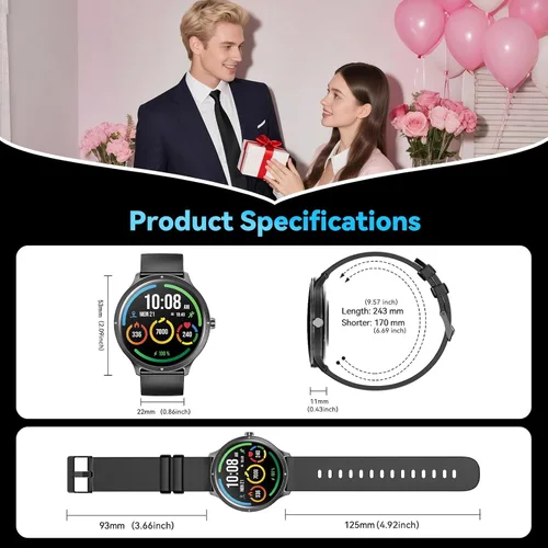 Miniatura 8 de Reloj inteligente, reloj inteligente AMOLED de 1.75 pulgadas para hombres y mujeres (respuesta/hacer llamadas), rastreador de actividad física
