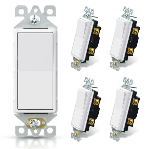 Miniatura 17 de ELEGRP Interruptor de luz decorativo de un solo polo con placa sin tornillos, 15 A 120-277 V, reemplazo del interruptor basculante de paleta