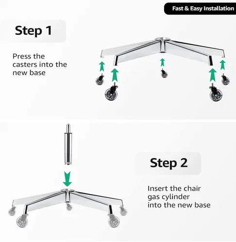 Miniatura 7 de Sytopia Base para silla de oficina, 28 pulgadas, repuesto de base de silla de escritorio con patas de metal reforzadas (2300 libras), parte inferior