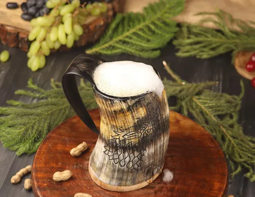 Miniatura 7 de Taza de Cuerno Vikingo para Beber, 16-20oz Vaso de Chupito y Abrebotellas Regalos Vikingos Especiales Únicos Hechos a Mano para Hombres y Mujeres