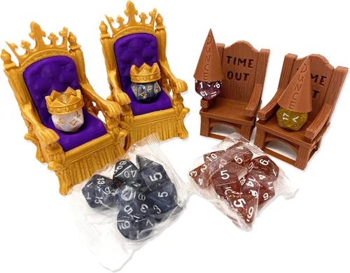 Miniatura 6 de MunnyGrubbers - Jaula de la cárcel de dados - Silla Time Out y sombrero de dunce - Silla de la vergüenza - Corona de Crit y Trono de la Suerte